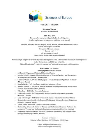 2017 by Sciences of Europe 2017 by Sciences of Europe