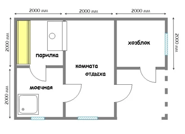 Проект, в котором баня и хозблок имеют разные входы