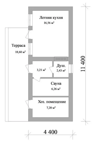 Проект хозблока с баней и террасой