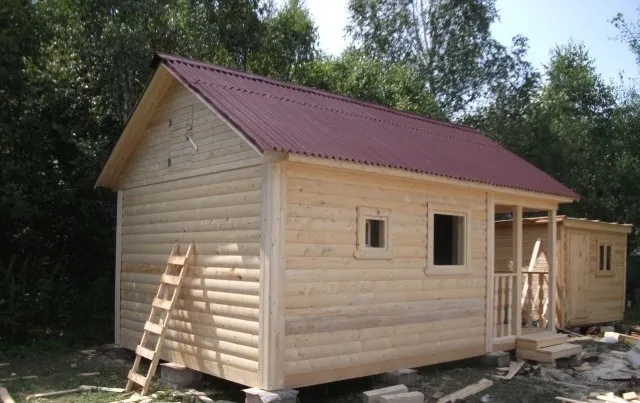 Готовая сауна с хозяйственным блоком