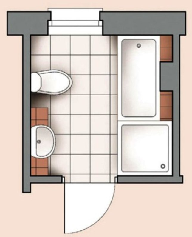 Планировка ванной комнаты с ванной и