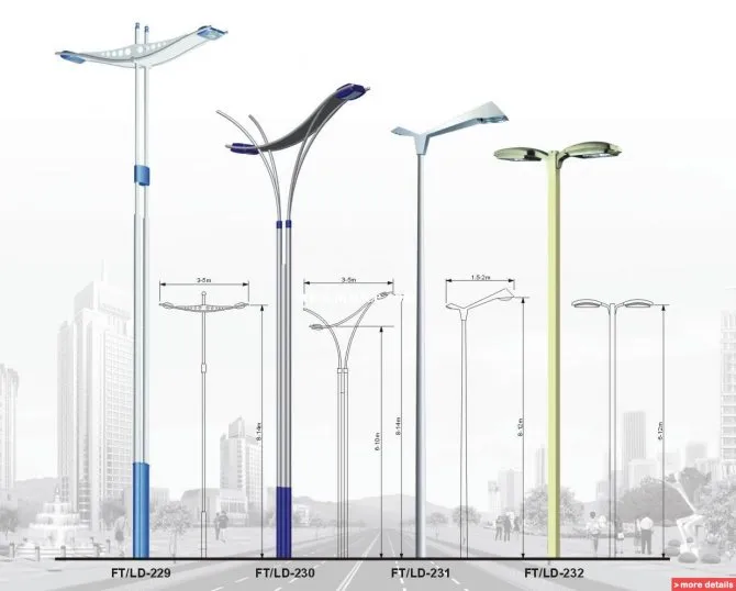Виды столбов для уличного освещения