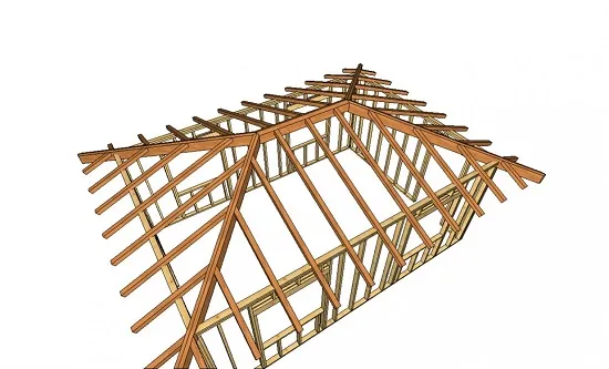 Каркас вальмовой мансардной крыши