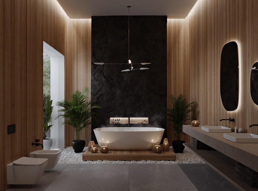 Дизайн ванной комнаты 2023: тренды, 66
