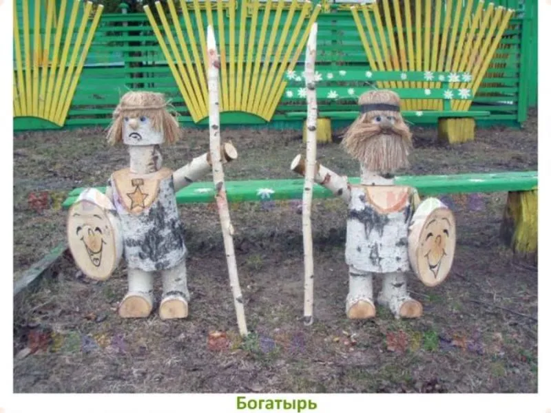 Богатыри из дерева фото