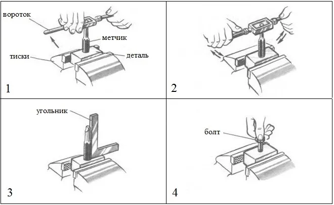 Схема нарезки резьбы метчиком