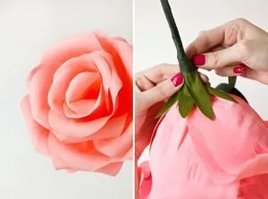 Большая роза из креповой бумаги фото