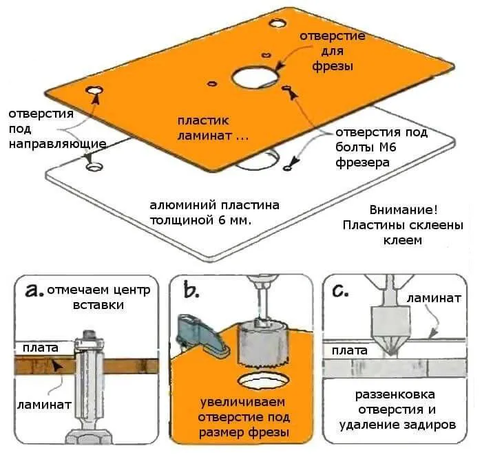 Чертеж пластины для установки фрезера к столу