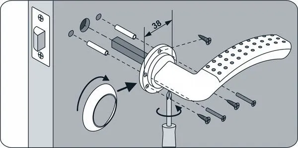 Схема установки дверной ручки