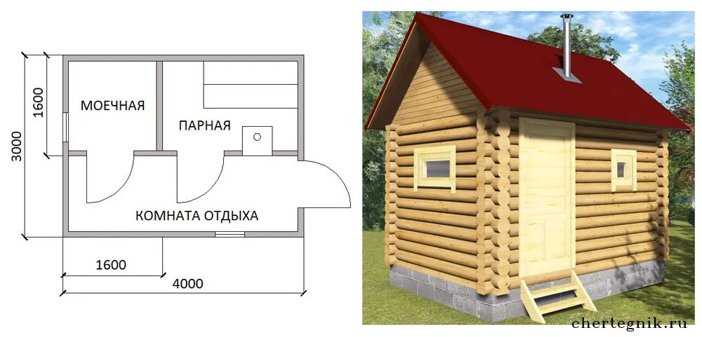 Баня 3х4 – небольшой вариант для дачи