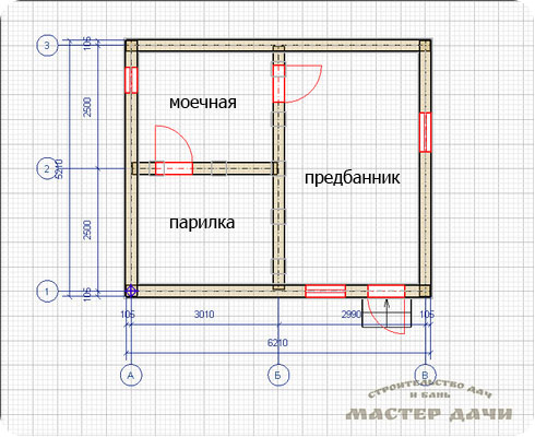 Баня 5 на 6 из бревна / Строительство