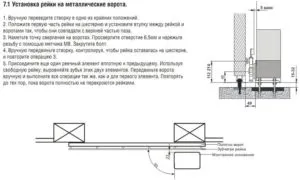 Установка рейки на металические ворота