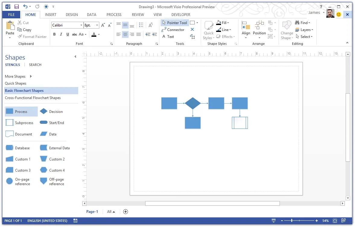 Главное меню Visio