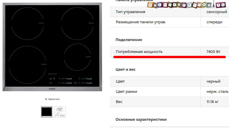 Мощность варочной поверхности