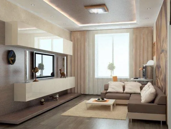 Интерьер гостиной-спальни необходимо оформить с максимальной экономией жилого пространства 