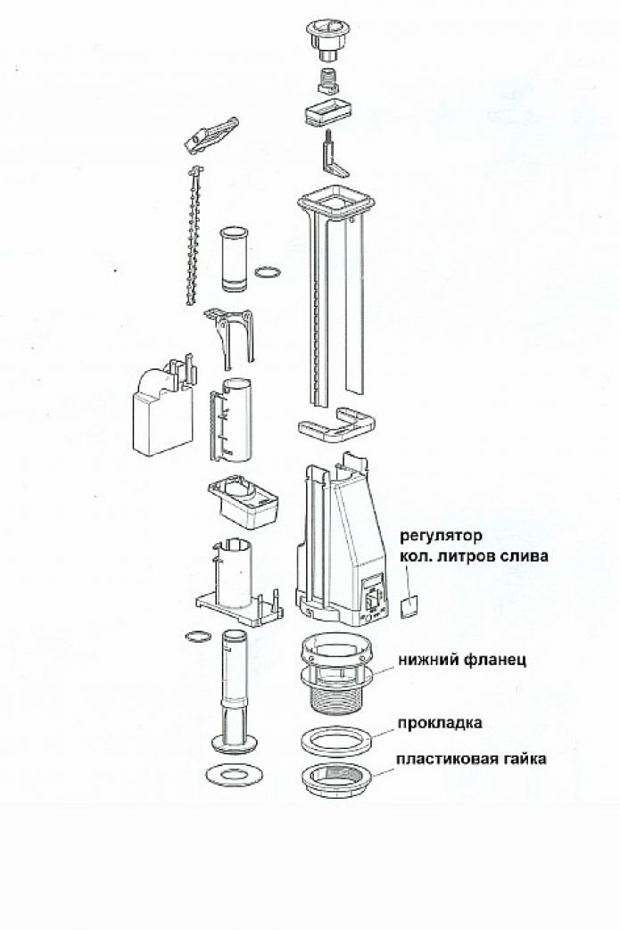 Арматура для слива унитаза, снятие