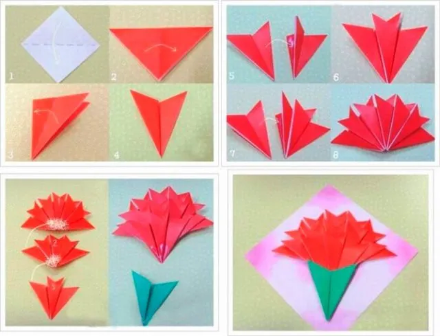Цветы Гвоздики оригами