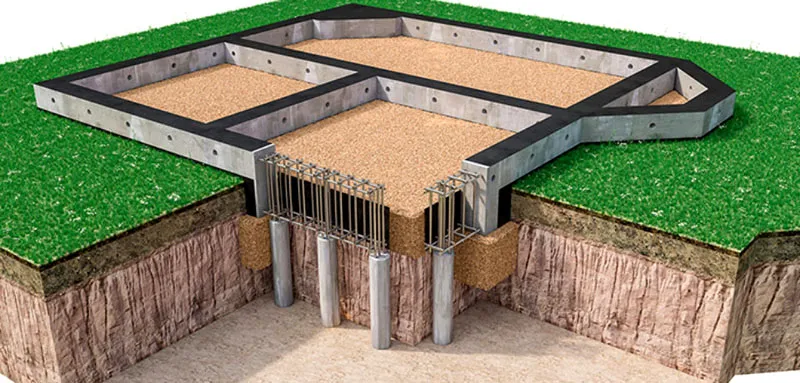 Свайно-ростверковый фундамент с лежачим ростверком