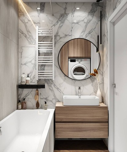 Дизайн маленькой ванной комнаты без