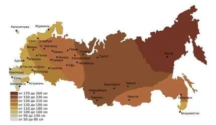 Карта для выбора способа прокладки наружного водопровода Карта регионов по глубине промерзания