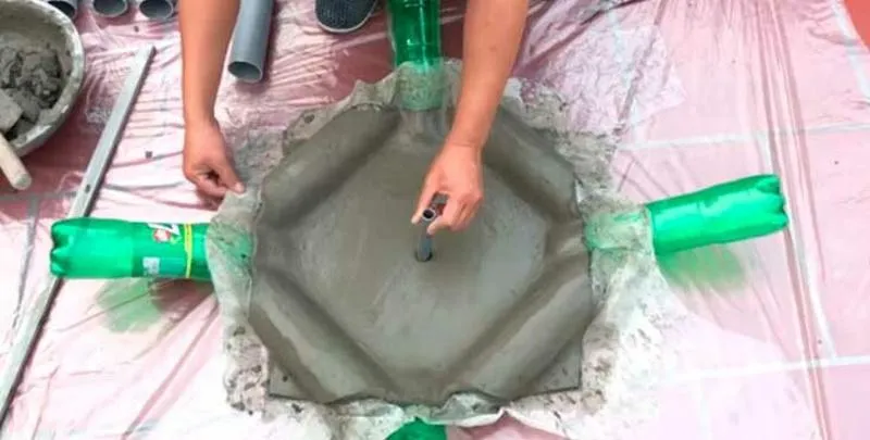 Изготовление фонтана из бетона