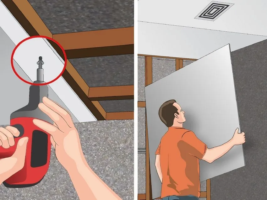 Монтаж потолка из гипсокартонных листов