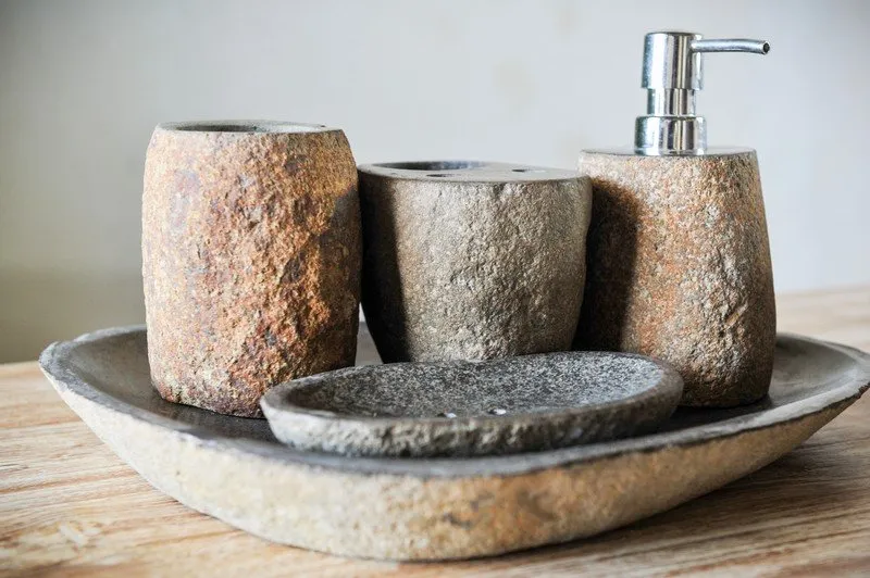 Каменный набор для декора ванной комнаты в стиле сканди