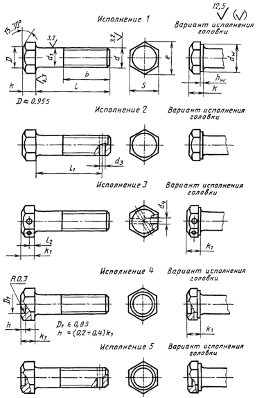 Основные типы болтов, винтов, шпилек