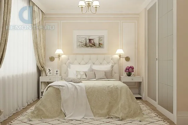 Дизайн спальни в стиле неоклассика в четырехкомнатной квартире на ул. Лиственной