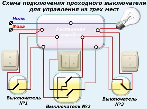 Как подключить проходные выключатели