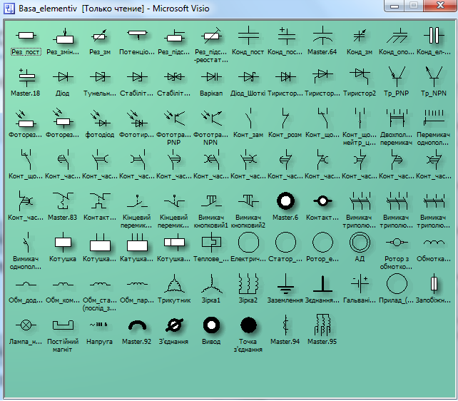 База электрических элементов для VISIO База электрических элементов для VISIO