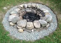Stone Fire Pit, Fire Pit Area, Backyard Fire, Home Landscaping