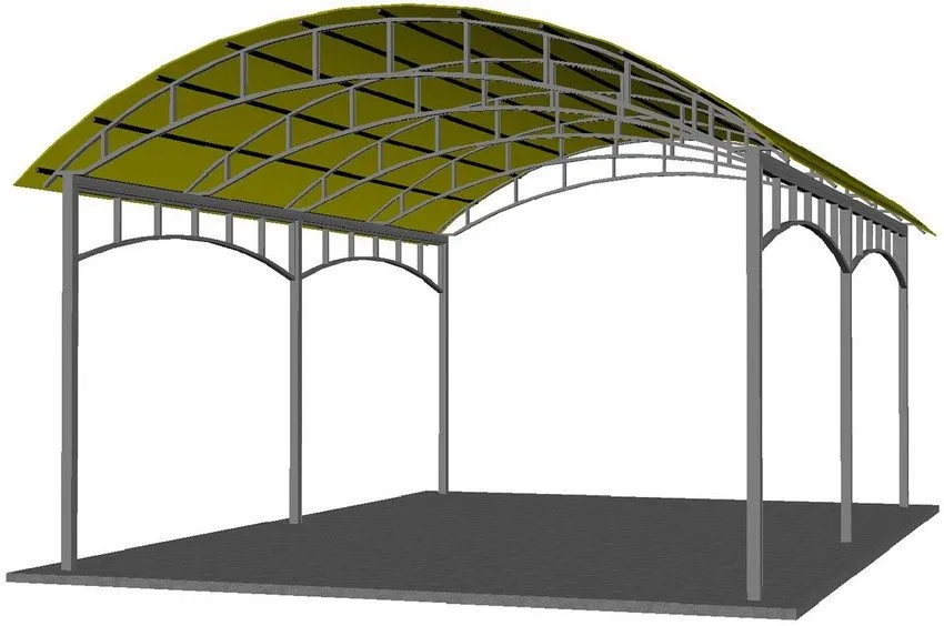 Проект навеса для автомобиля с покрытием из поликарбоната