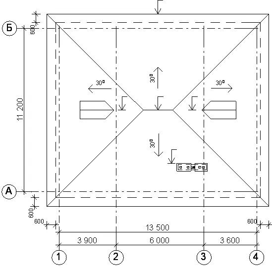 План кровли вальмовой крыши