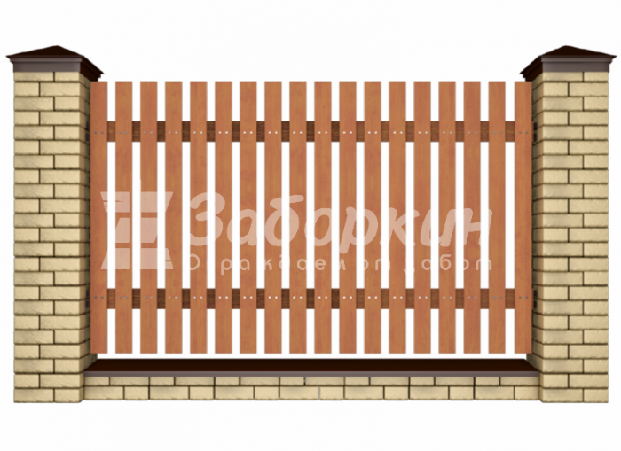 Забор из деревянного штакетника на