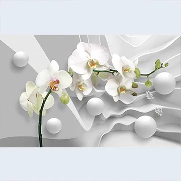 Фотообои Белые с орхидеей и шарами