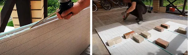 Склеиваем листы пенополистирола используя клей-пену. Фото с канала: Песни Яши Косяка