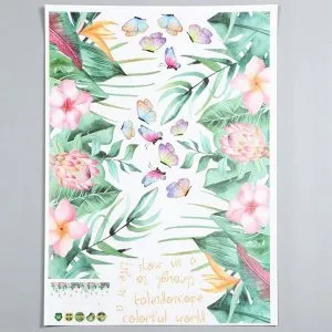 Наклейка пластик интерьерная "Тропические цветы" 50х70 см