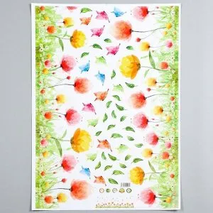 Наклейка пластик интерьерная "Акварельные цветы" 50х70 см