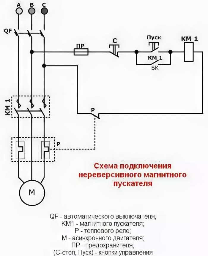 схема реверсивного пускателя с кнопками