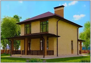Дом Проект дома из газобетона с вальмовой крышей - "Альмерия" 128м2