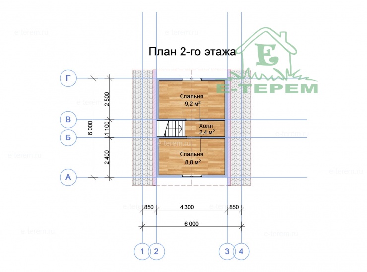 Проект: Дом из бруса 6х6 с террасой 6х1 Проект: Дом из бруса 6х6 с террасой 6х1