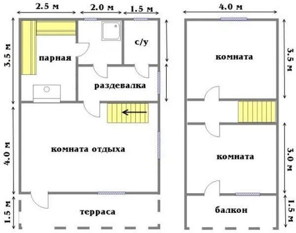 Баня с раздевалкой для парной