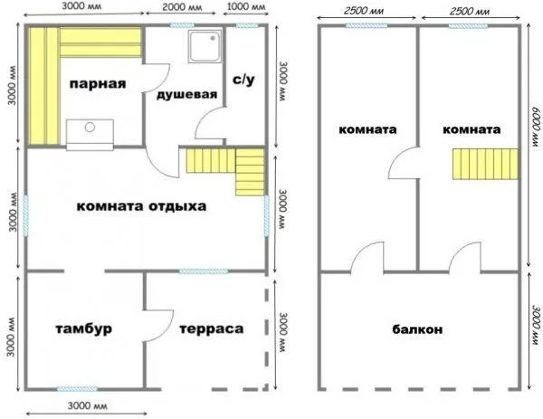 Баня с раздельным санузлом и двумя спальнями