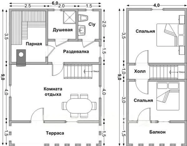 Баня с раздевалкой и раздельным санузлом