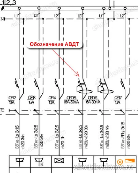 Обозначение автоматического выключателя на схеме