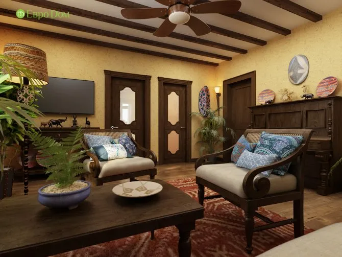 Декор гостиной в колониальном стиле