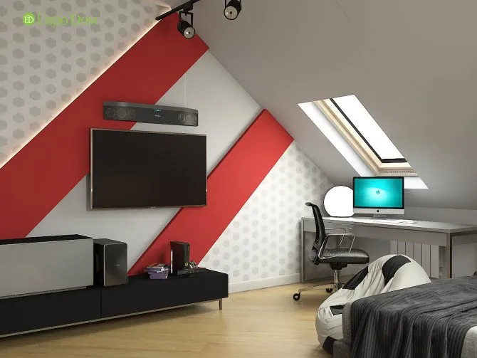 Спальня в мансарде в загородном доме