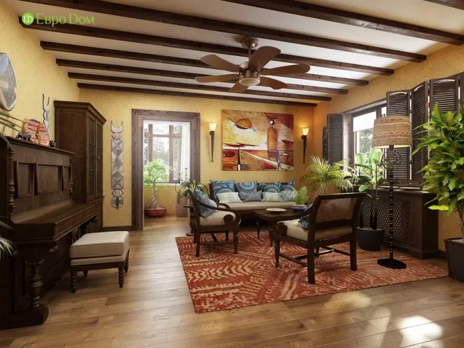 Дизайн гостиной в колониальном стиле