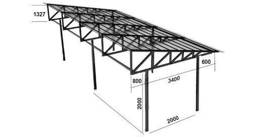 Схема навеса из поликарбоната